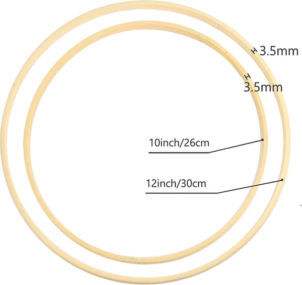 12-pack 2 storlekar trä bambu blomsterbåge makramé hantverk båge ring för DIY bröllopsdekorationer, drömfångare, kransdekor och väggdekorationer (