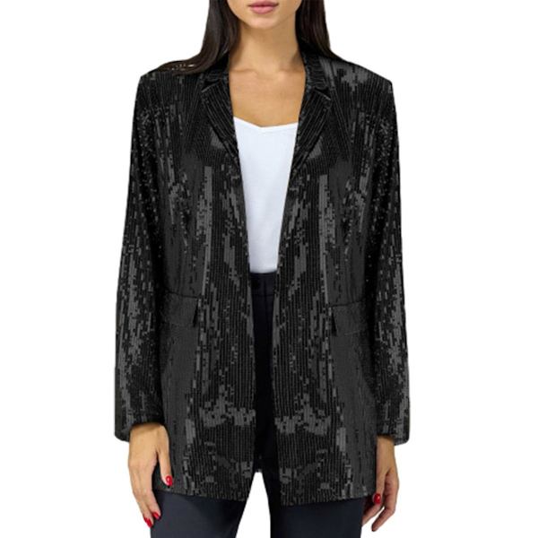 Naisten Sekvenssitakki Blazer Rento Avoin Etutakki Black L