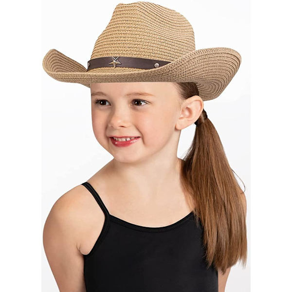 Halm Cowboy Hattar För Småbarn Flickor Pojkar Sommar Solhatt Bälte Spänne Cowgirl Western-hatt För Barn 2-4 År