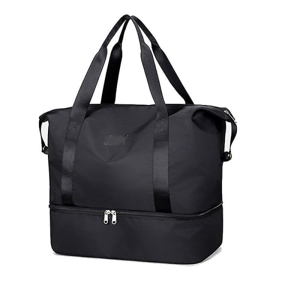 Resväska med hjul, handbagage, duffelväska med ärm för resväska, multifunktionell, stor Black