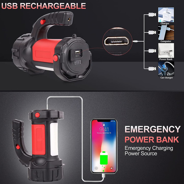 Uppladdningsbar LED-ficklampa med hög lumen 20000mah röd
