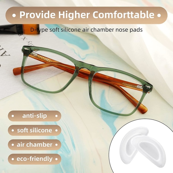 Näsdynor för glasögon, självhäftande anti-halk näskuddar, mjuk silikon näskudde