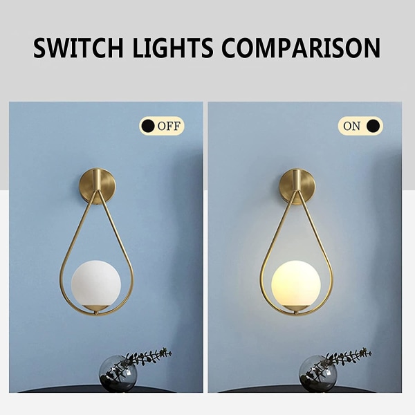 LED Vegglampe Moderne Innendørs Industriell Retro, glass, rund kule, metall E27 [energiklasse A+++] bronse