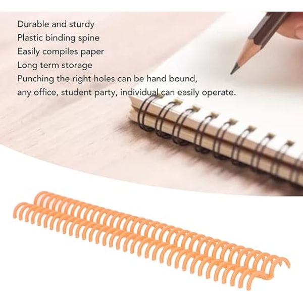 10 styk bindespiraler 34 ringe 15 mm plastbindekamme slidstærkt skrivemateriale spiraler bindemiddel (orange)