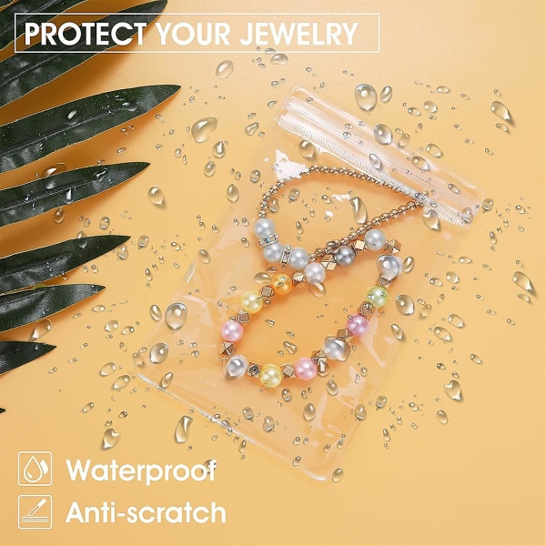 60-pack genomskinliga smyckespåsar i plast, små blixtlåspåsar för smycken Anti Tarnish Smyckeförvaringspåsar Smyckepåsar