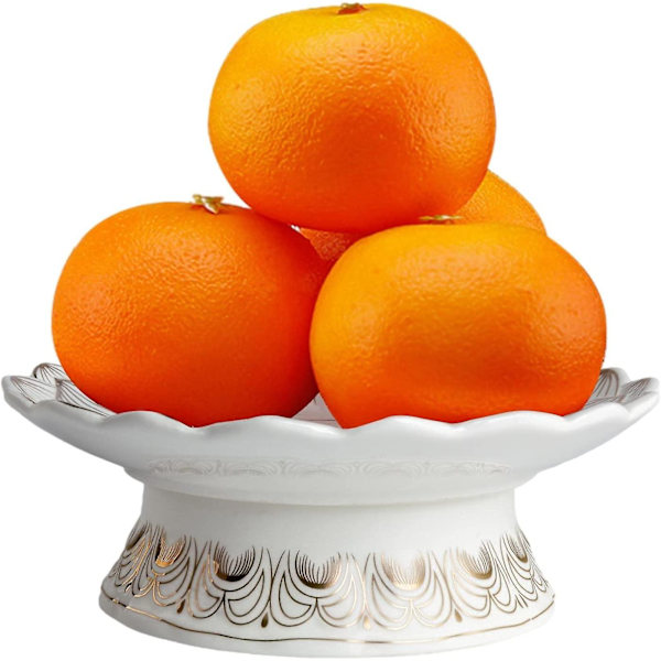 7 tum vit keramisk buddhistisk fruktfat, buddhistiska tillbehör erbjudande platta, tempelbricka, fruktskål