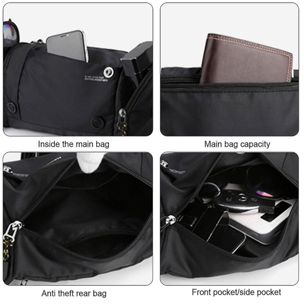 Ny cool bröstväska för män, stor messenger-väska, funktionell trend, nylonplånbok. black