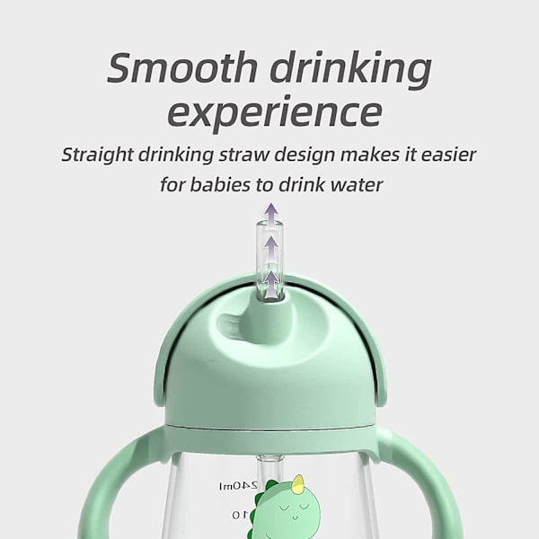 Babykopp med sugerør 12-18 måneder, vektet tutkopp med kule for småbarn med håndtak, vannflaske for barn 240 ml (grønn)
