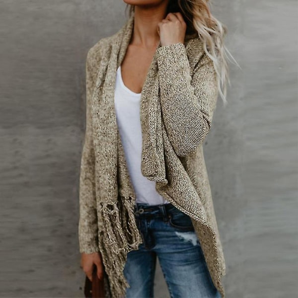 Dam Plus Size Långärmad Stickad Topp Oregelbunden Lös Pullover Tröja Oversize XL D