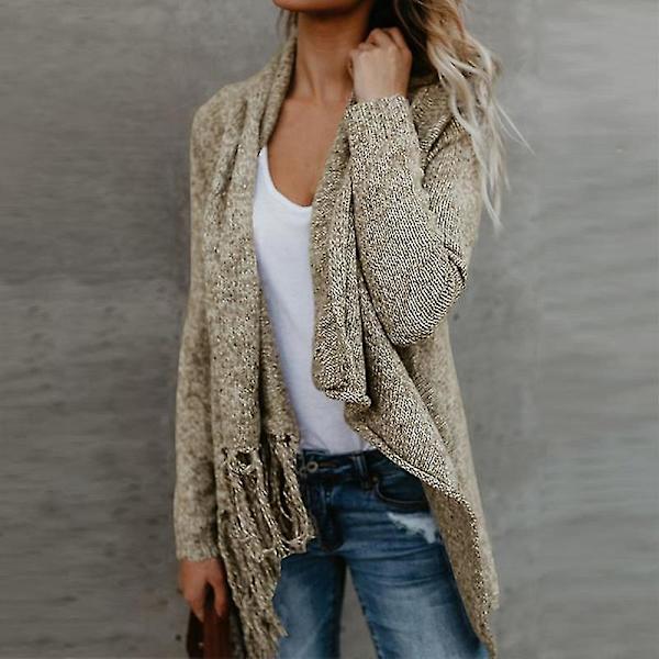 Dame Plus Size Langærmet Strikket Top Irregulær Løs Pullover Sweater Oversized M F