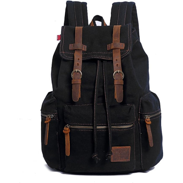 Canvas-reppu unisex vintage arki-reppu kannettavan tietokoneen päiväreput laukku koululaukku opiskelijan kirjalaukku koulureppu musta