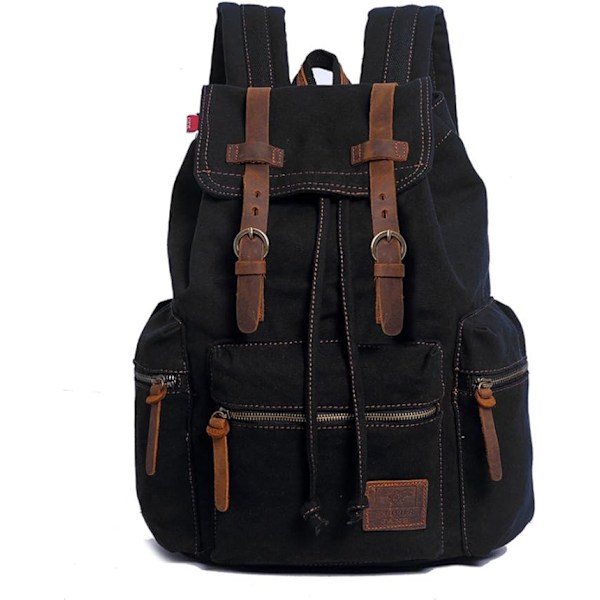 Canvas ryggsäck unisex vintage vardaglig ryggsäck laptop dagryggsäckar väska skolväska student bokväska skolväska svart