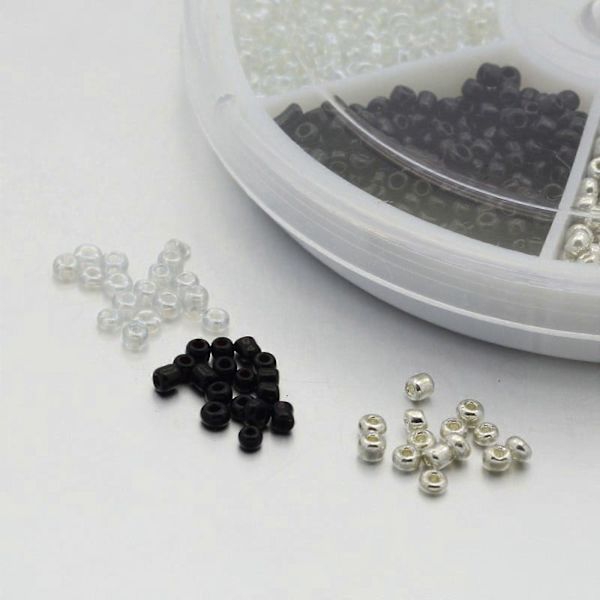 1 eske Runde Frøperler Små Håndverksperler for DIY Smykkefremstilling Blandet Stil Hvit 2mm