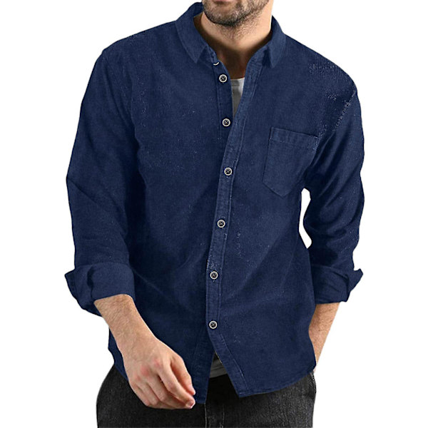 Man Corduroy Reversfrakke Flere Farvemuligheder Velegnet Til Venne Sammenkomster L Navy Blue