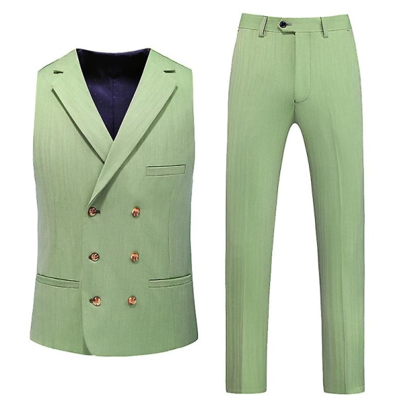 Herr 3-delars Slim Fit Kostym, En Knapp Blazer Väst Byxor Set M