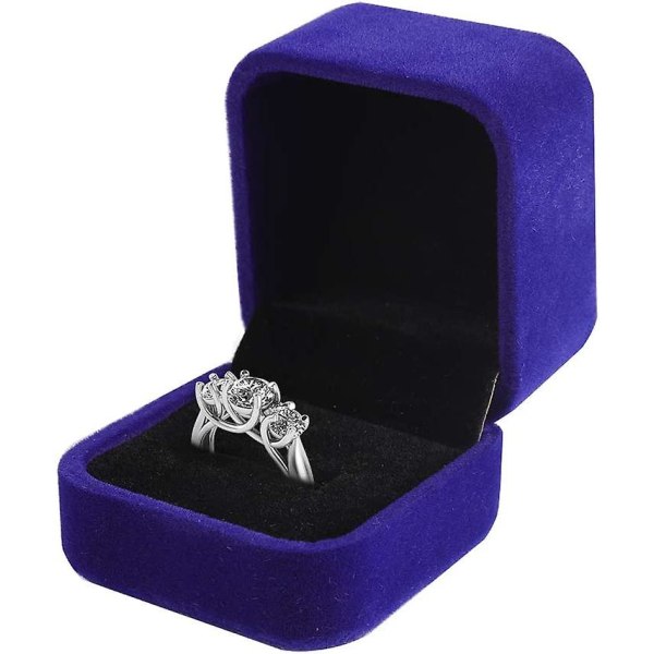 Förlovningsring Box Sammetsörhängen Nibbar Ring Case Smycken Display Förvaringsbox Presentask För förslag Förlovning Födelsedag Bröllopsdag Valentin