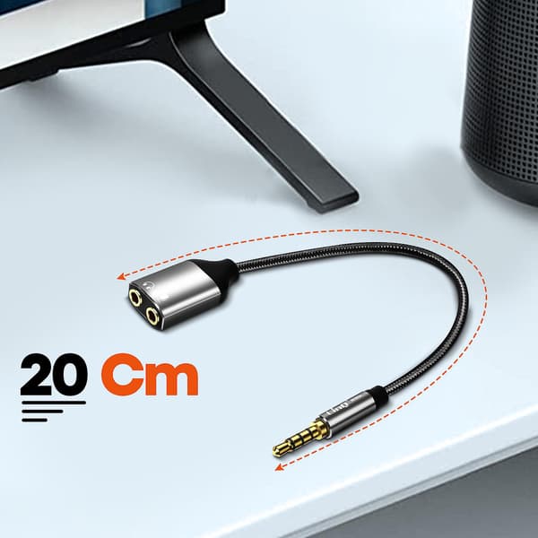 Lightning Audio Adapter til Dobbelt Jack 3.5mm Hun Hovedtelefoner & Mikrofon LinQ Grey