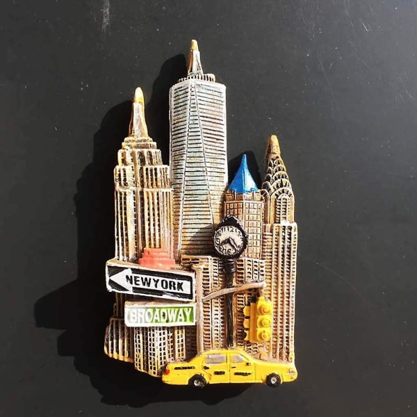 New York Usa 3d Landmark Kylskåpsmagnet Souvenirer Harts Magnet Hem Kök Dekoration, New York Magnet Kollektion Present