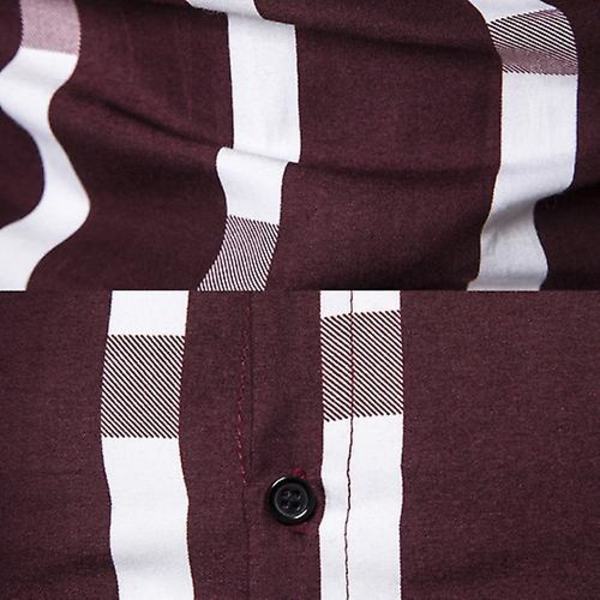 Herr Casual Långärmad Skjorta Knapp Ned Randig Lös Skjorta Red 5XL