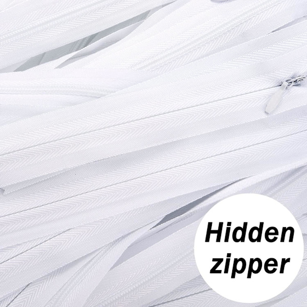 10 stk. 8 tommer usynlige nylon lynlåse til syning og håndarbejde, hvid