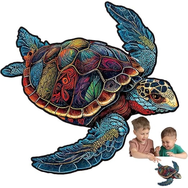 Turtle Pussel för vuxna, Wood Turtle Puzzle,Träpussel Vuxen sköldpadda - Utmanande leksak havssköldpadda formad färgglada trä pussel för vuxna