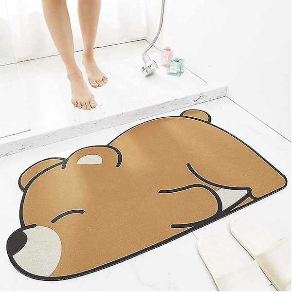 Mjuk diatoméjordmatta absorberande och snabbtorkande badrum kök badrum halkfri golvmatta matta tecknad björn 40*60cm