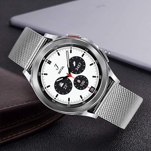12 mm kompatibel med Galaxy Watch 4 Classic 42 mm 46 mm rem, rustfrit stål mesh rem Quick Release metal urrem til Samsung Galaxy Watch4 40 mm