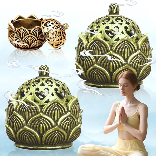 Røgelsesskål, Røgelsesbeholder, 2 stk. Røgelsesbrænder, Røgelsesholder, Lotus Mini, Røgelsesbrænder