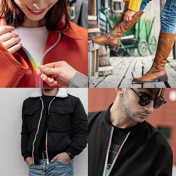 2 rullar nummer 5 10 yards nylon spiralblixtlås och 20 stycken silver blixtlås dragkedjor regnbågsfärgade spiralblixtlås per meter långa blixtlås metall blixtlåsreglage