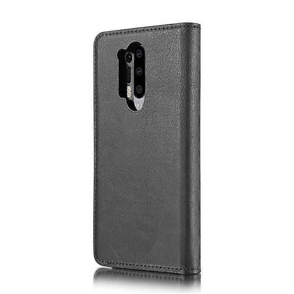 DG.MING Telefon Cover Aftagelig 2-i-1 Split Læder Wallet Shell + PC Bagside Etui Kompatibel Med OnePlus 8 Pro Black