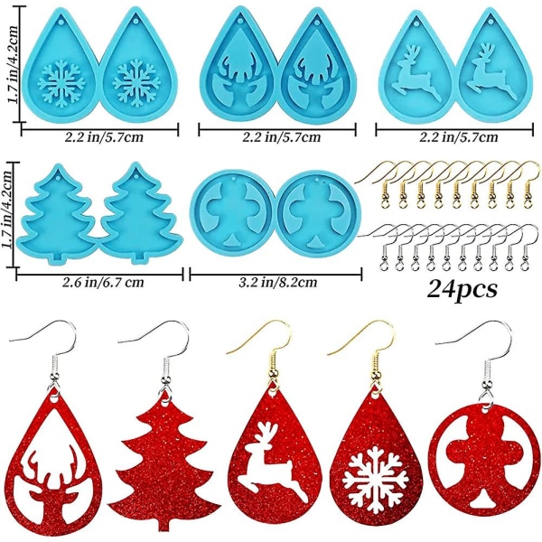 5 par julhartsformar molds form Julgran Snöflinga Smyckesverktyg med tillbehör