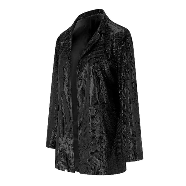 Kvinners Sekvensjakke Blazer Avslappet Åpen Frontfrakke Silver M