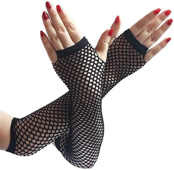 Unisex Lange Fiskenet Handsker, Sort, One Size