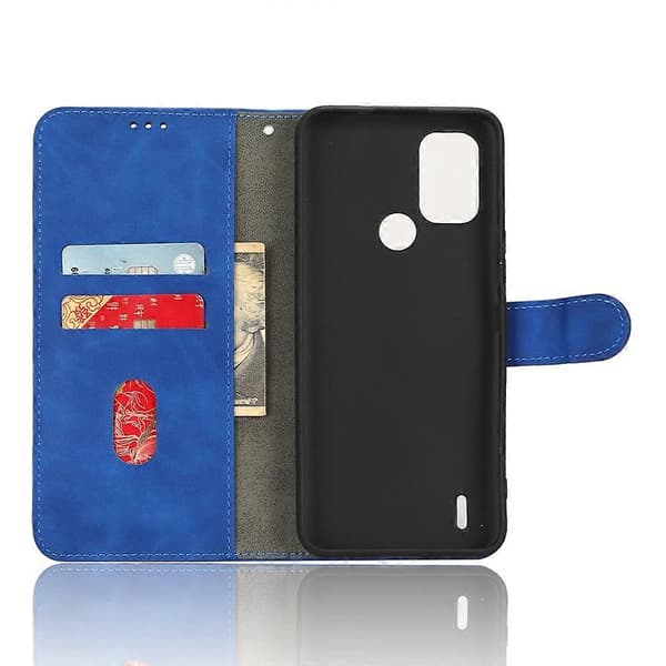 Til Nokia C31 Hudfølelse Magnetisk Flip Læder Telefon Cover Blue