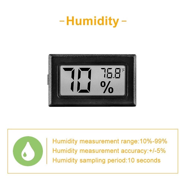 12-pack Mini Små Digitala Elektroniska Temperatur- och Fuktighetsmätare Gauge Inomhus Termometer Hygrometer Lcd-display Fahrenheit () För Humidorer, Växthus, Grön