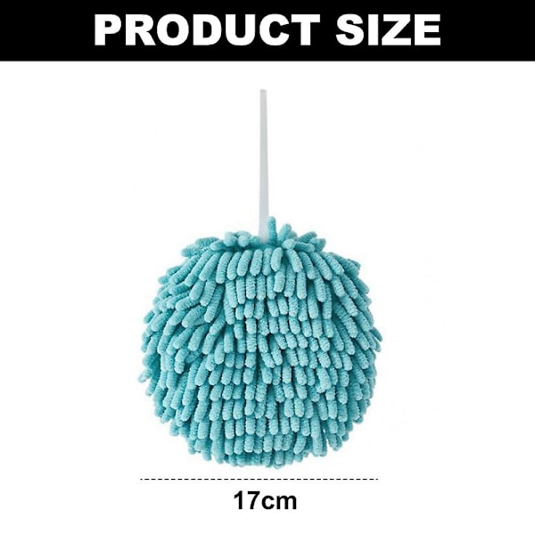 3-pack handdukar för badrum, handduksdekoration, chenille hängande handduksboll, mikrofiber fluffig absorberande mjuk liten badhandduk Blue