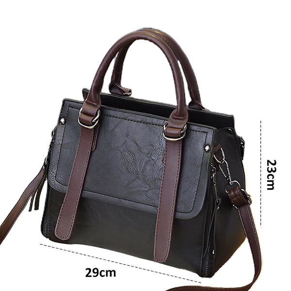 Uusi muodikas käsilaukku, tekonahkaa, retro, suuri olkalaukku/crossbody-laukku black
