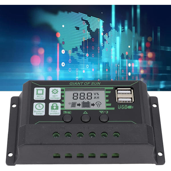 Solar Charge Controller Intelligent PWM Industriladdare 5V USB för Energikontroll (100A)