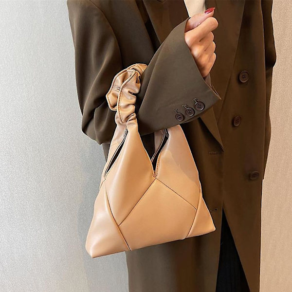 Ny fransk nischdesign veckad molnbagge rombisk kvinnlig bärbar PU axelväska khaki