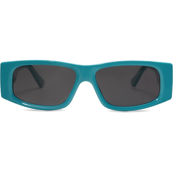 SCSYV Retro Trendiga Rektangulära Polariserade Solglasögon 80-tal 90-tal Y2K Stilfulla Designersolglasögon Turquoise Blue Grey