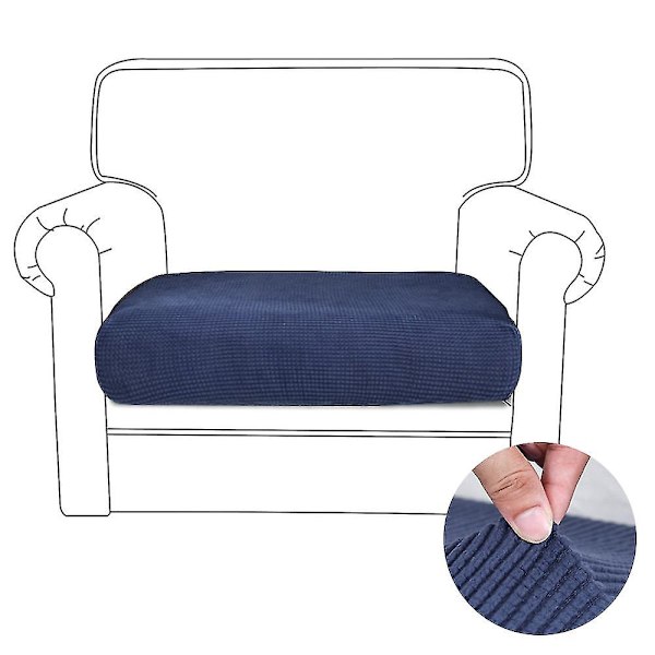 Strækbar Gitter Lænestol Sofahynde Betræk Egnet Til Sofa, Sofasæde Betræk Majs Fleece Sofahynde Betræk Navy Blue
