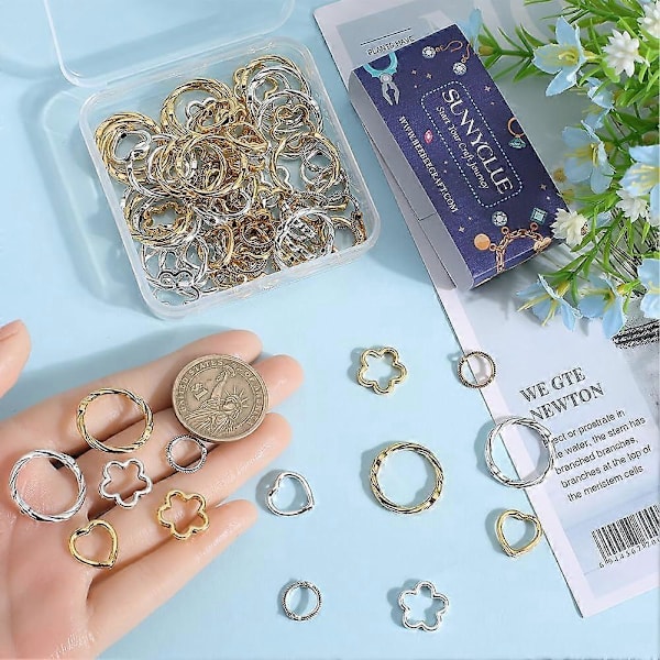 1 Ask 96 st Hollow Flower Bead Frame Charm Guld Legering Runda Pärlor Ram Sliver Bulk Tibetansk Metall Hjärta Distans Pärlor Ramar för Smyckestillverkning Suppli