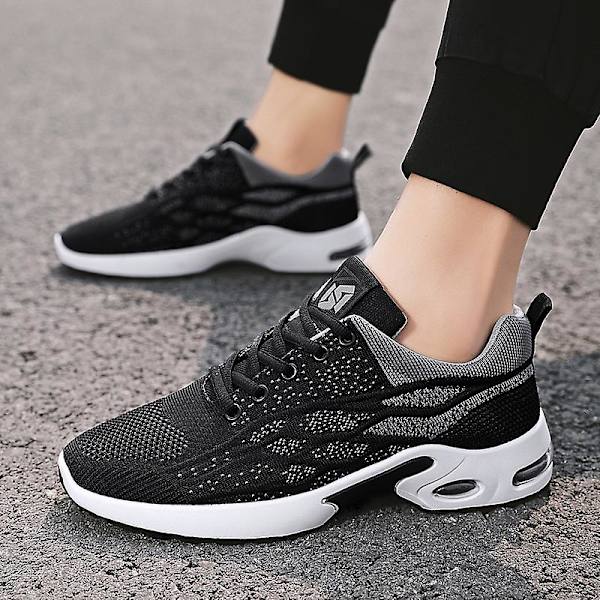 Miesten hengittävät Air Sports -juoksukengät, muodikkaat lenkkarit Fr9309 Black EU 39
