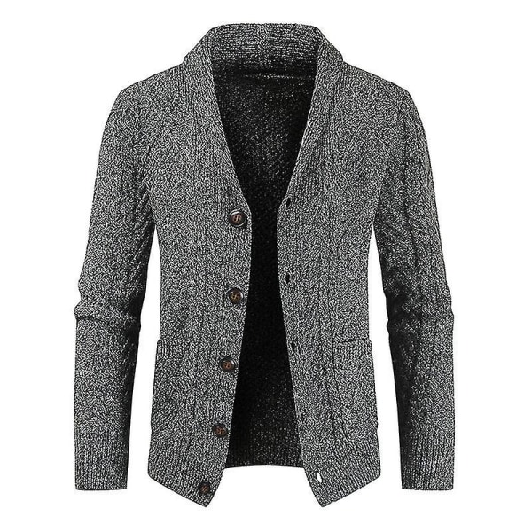 Herrtröja för vardagligt bruk, långärmad sjal krage tröja för dagligt liv, arbete, shopping M Dark Grey
