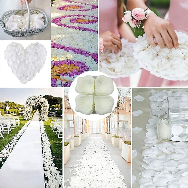 3000 stk. Kunstige Roseblader, Blomsterblader for Romantisk Kveld, Bryllup, Fest, Arrangementer, Valentinsdag, Dekorering white