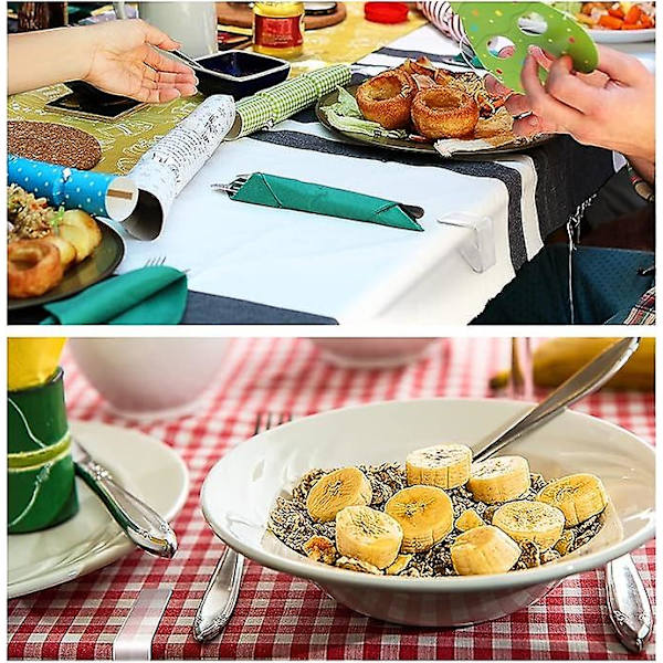 Gennemsigtige klare dugeklemmer, plastikdug, dugholderklemmer til jul, hjem, bryllupsfest, udendørs picnic (24 stk. L