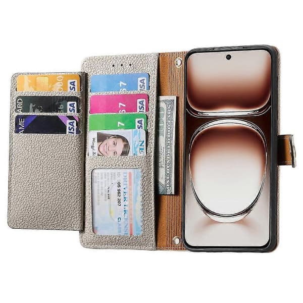 Flipfodral för OPPO Reno 12F Läderfodral Stötsäkert Blixtlås Plånbok Kärlek Silver