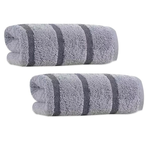 Handdukar för badrum 100% bomull mjuka randiga handdukar, storlek 70*34cm(2-pack) Grey