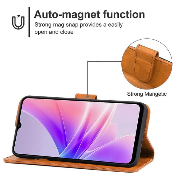 Læder telefoncover til OPPO A77 5G Brown