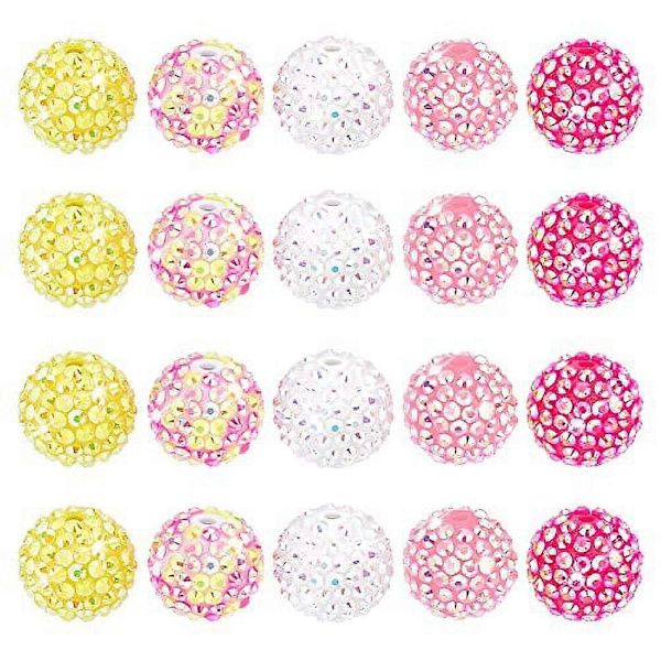 Bubbelgum Pärlor 20st Blandade Färger Chunky Pärlor Resin Strass Pärlor Stora Akryl Lösa Pärlor